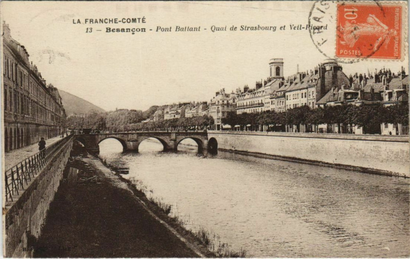 Carte postale ancienne Besancon Pont Battant ,Quai de Strasbourg France à Besançon