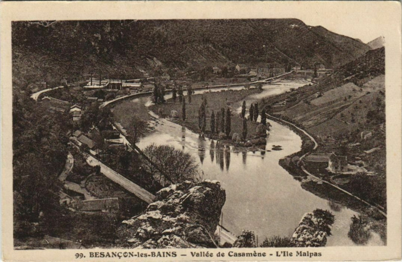 Carte postale ancienne Besancon Vallee de Casamene ,Ile Malpas France à Besançon