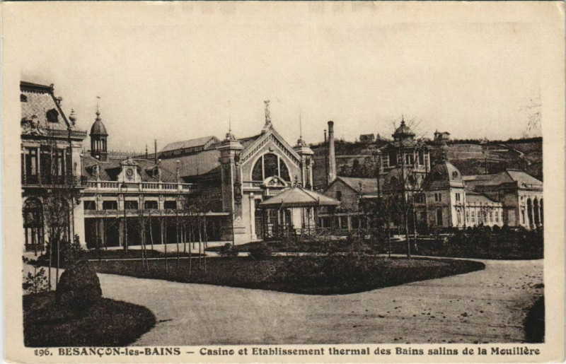 Carte postale ancienne Besancon Casino et Etablissement Thermal France à Besançon