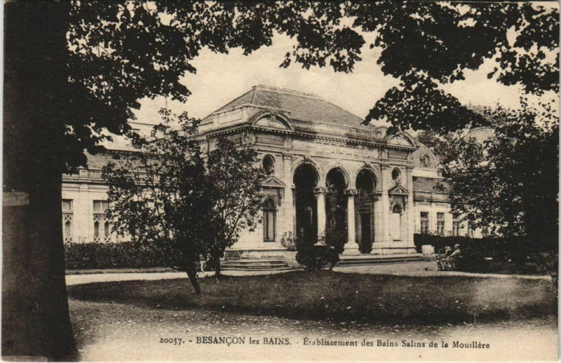 Carte postale ancienne Besancon Etablissement des Bains Salins de la Mouillere France à Besançon