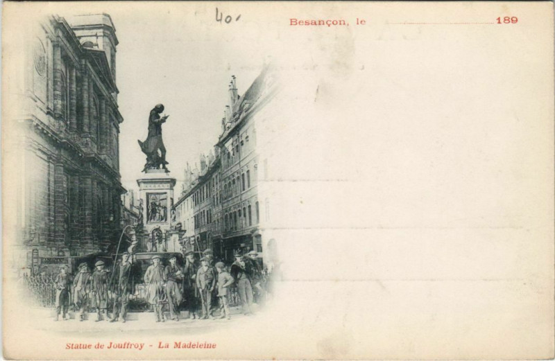 Carte postale ancienne Besancon Statue de Jouffroy ,La Madeleine France à Besançon