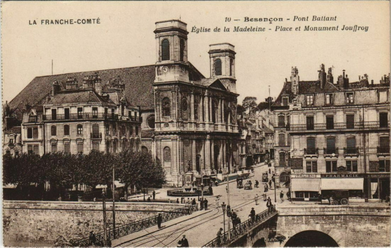 Carte postale ancienne Besancon Pont Battant ,Eglise de la Madeleine France à Besançon