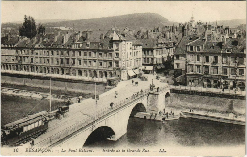 Carte postale ancienne Besancon Pont Battant ,Entree de la Grande Rue France à Besançon