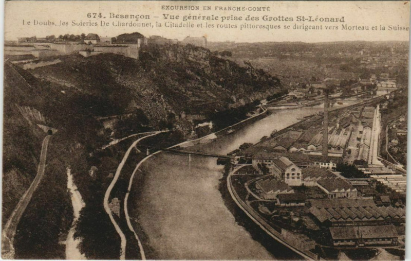 Carte postale ancienne Besancon vue generale prise des Grottes Saint-Leonard France à Besançon