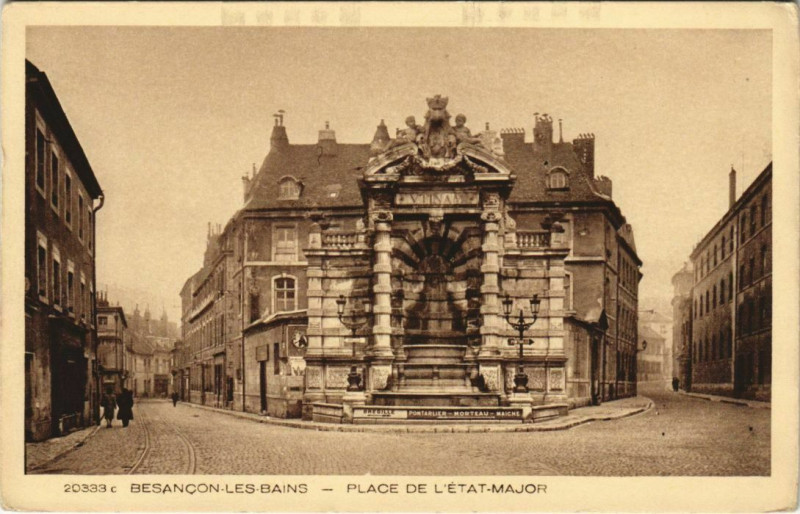 Carte postale ancienne Besancon Place de l'Etat Major France à Besançon