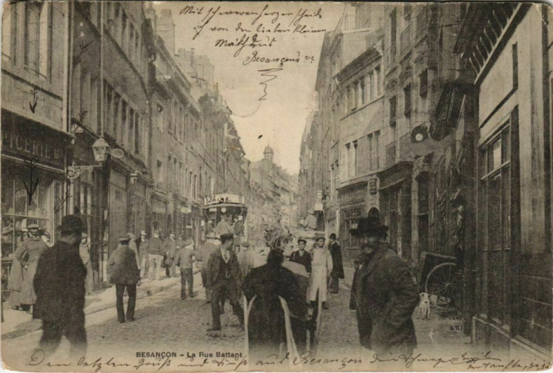 Carte postale ancienne Besancon Rue Battant France à Besançon
