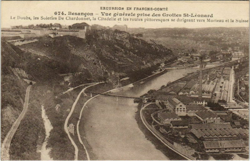 Carte postale ancienne Besancon vue generale prise des Grottes Saint-Leonard France à Besançon