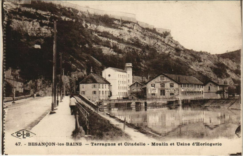 Carte postale ancienne Besancon Moulin et Usine d'Horlogerie France à Besançon