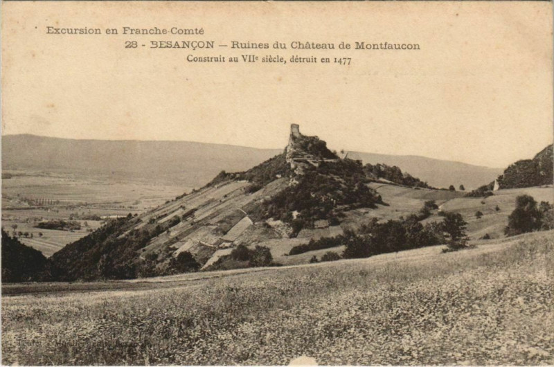 Carte postale ancienne Besancon Ruines du Chateau de Montfaucon France à Besançon