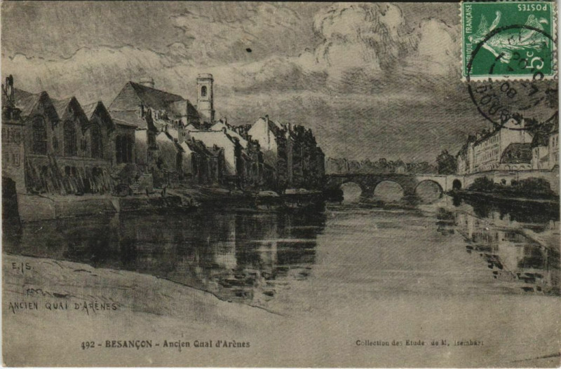 Carte postale ancienne Besancon Ancien Quai d'Arenes France à Besançon