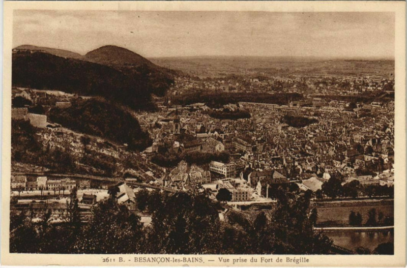 Carte postale ancienne Vue prise du Fort de Brégille à Besançon