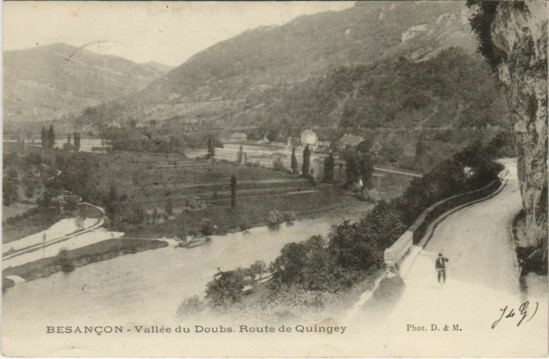 Carte postale ancienne Besancon Route de Quingey France à Besançon