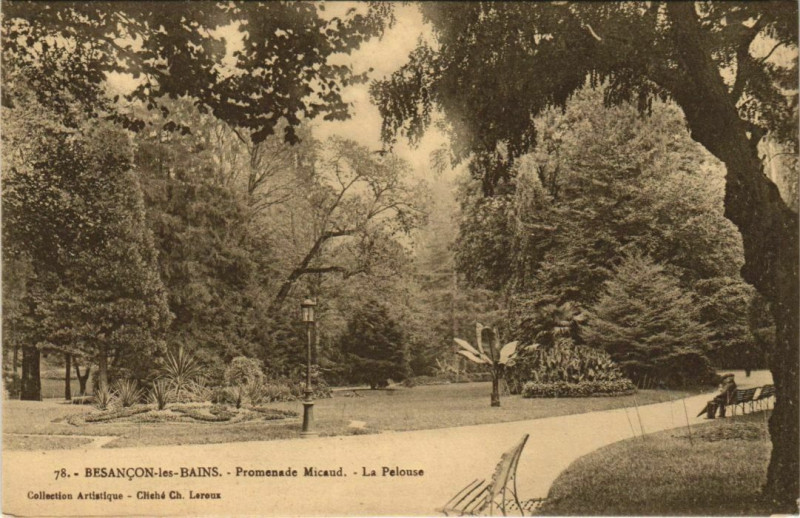 Carte postale ancienne Besancon Promenade Migaud ,La Pelouse France à Besançon