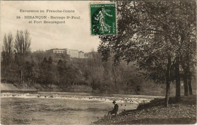 Carte postale ancienne Besancon Barrage Saint-Paul et Fort Beauregard France à Besançon