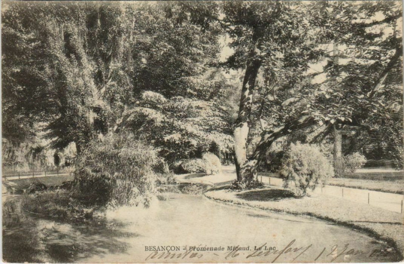 Carte postale ancienne Besancon Promenade Micaud ,Le Lac France à Besançon