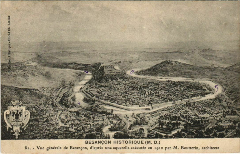 Carte postale ancienne Besancon vue generale France à Besançon