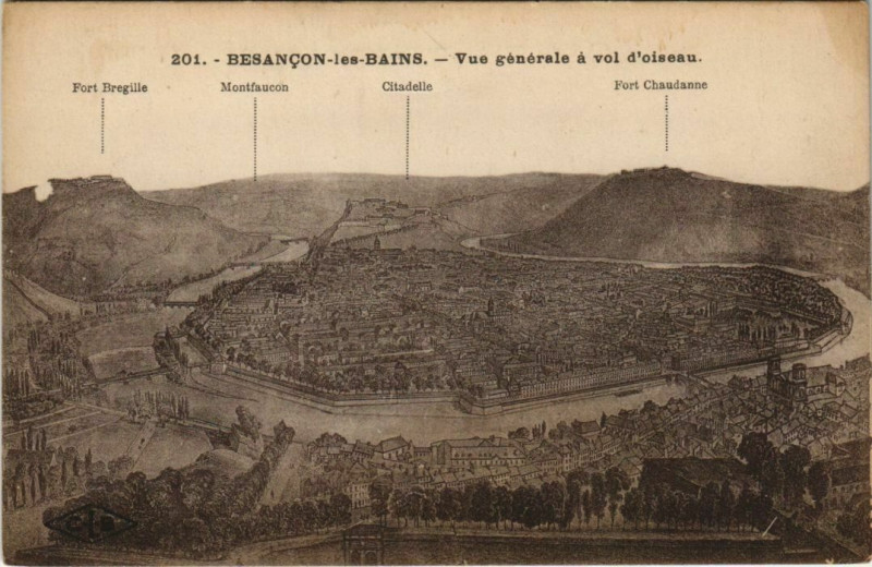 Carte postale ancienne Besancon vue generale France à Besançon