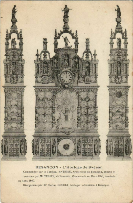 Carte postale ancienne Besancon Horloge de Saint-Jean France à Besançon
