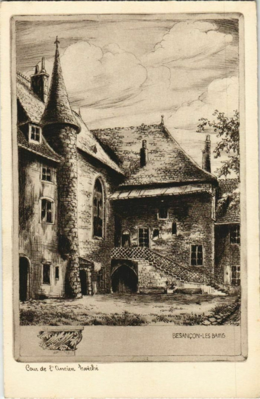 Carte postale ancienne Besancon Cour de l'Ancien Eveche France à Besançon