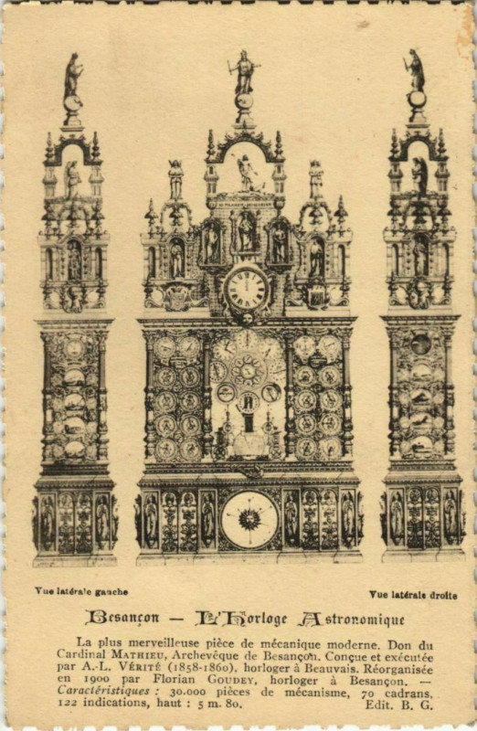 Carte postale ancienne Besancon Horloge Astronomique France à Besançon