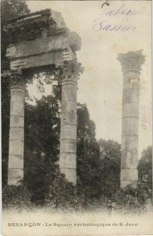 Carte postale ancienne Besancon square Archeologique de Saint-Jean France à Besançon