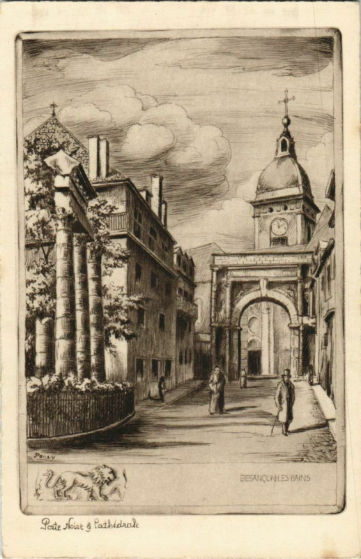 Carte postale ancienne Besancon Porte Noire et Cathedrale France à Besançon
