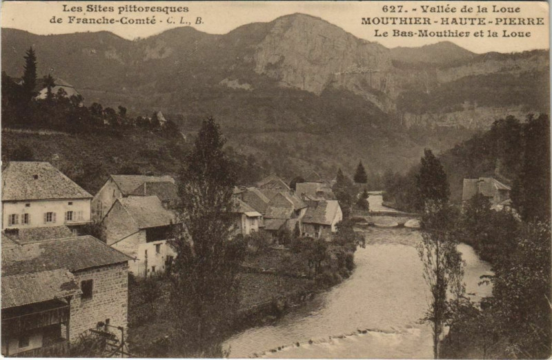 Carte postale ancienne Mouthier-Haute-Pierre - La Bas-Mouthier et la Loue à Mouthier-Haute-Pierre