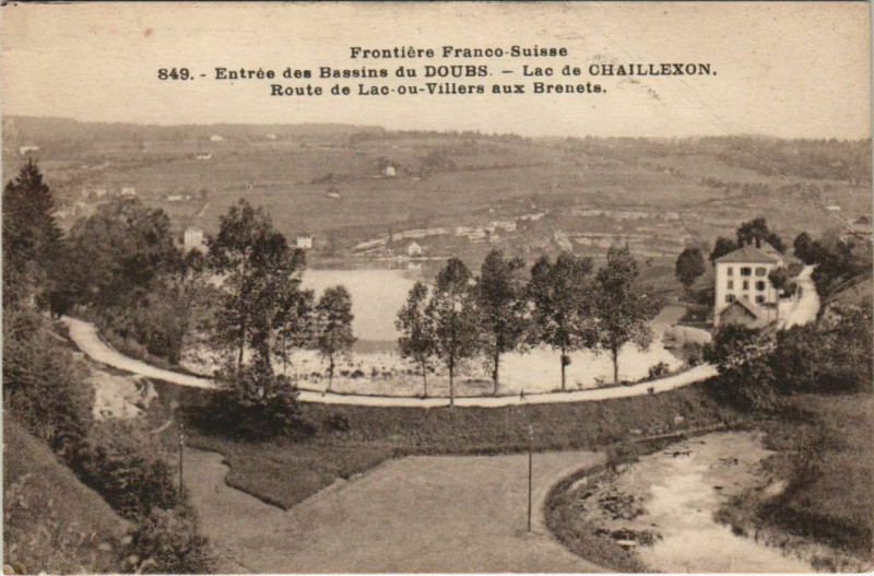 Carte postale ancienne Frontiere Franco Suisse Entrée des Bassins du Doubs - Lac de Chaill à Doubs