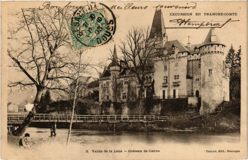 Carte postale ancienne Cleron - Le Chateau de Cleron - Vallée de la Loue à Cléron