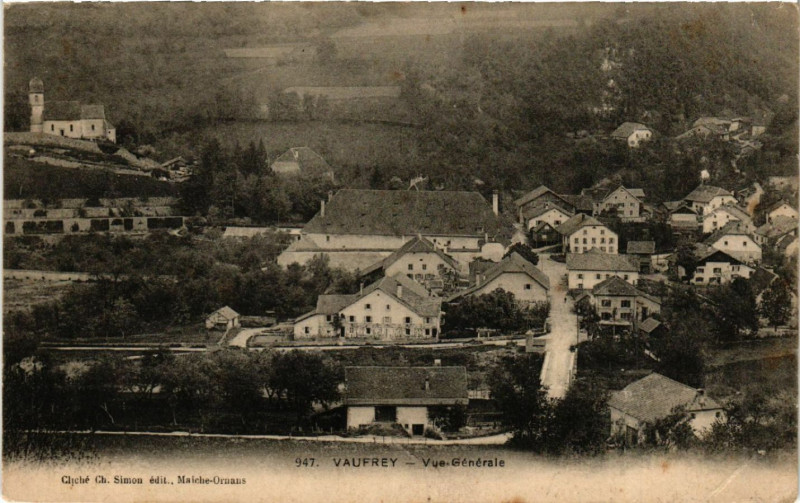 Carte postale ancienne Vaufrey - Vue générale à Vaufrey