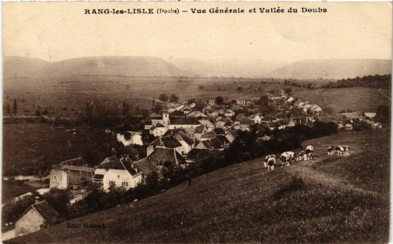Carte postale ancienne Rang-les-L'Isle - Vue générale et Vallée du Doubs à Doubs