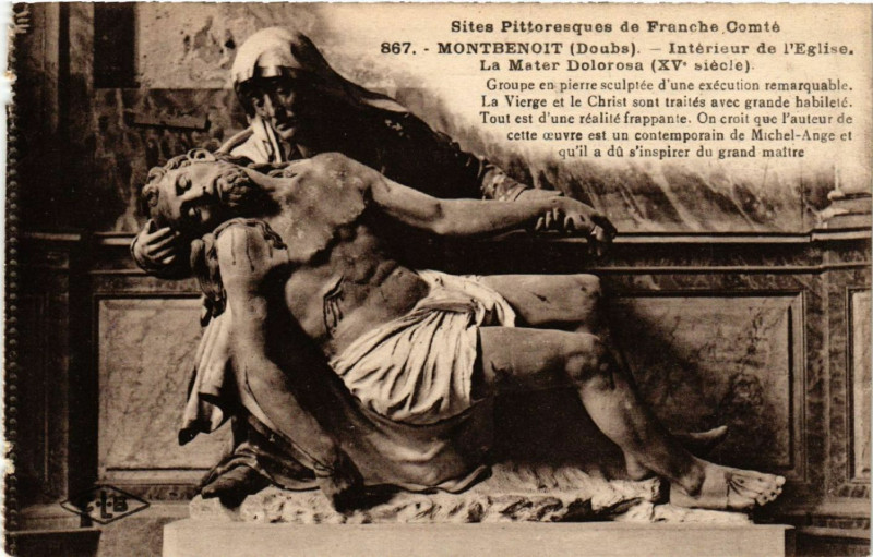 Carte postale ancienne Montbenoit - Interieur de l'Eglise - La Mater Dolorosa à Montbenoît