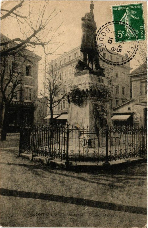 Carte postale ancienne Montbeliard - Statue du Colonel Denfert à Montbéliard