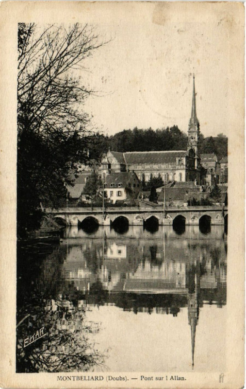 Carte postale ancienne Montbeliard - Pont sur l'Allan à Montbéliard