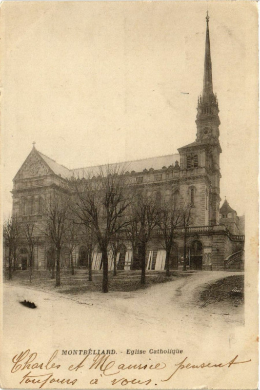 Carte postale ancienne Montbeliard - Eglise Catholique à Montbéliard