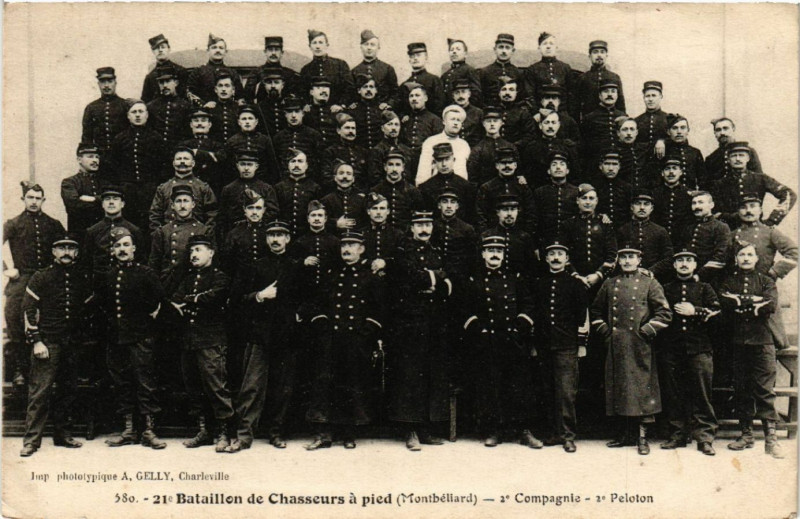 Carte postale ancienne Montbeliard - 21e Bataillon de Chasseurs a Pied - 2e Compagnie à Montbéliard