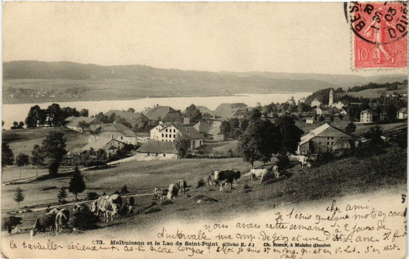 Carte postale ancienne Malbuisson et le Lac de Saint-Point à Malbuisson