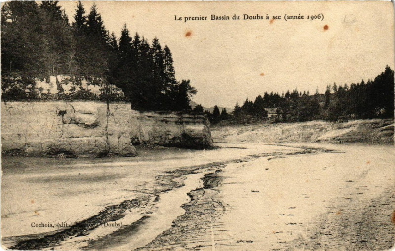 Carte postale ancienne Le Premier Bassin du Doubs a sec - année 1906 à Doubs