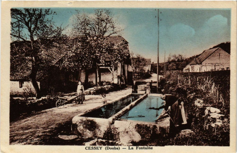 Carte postale ancienne Cessey - La Fontaine à Cessey