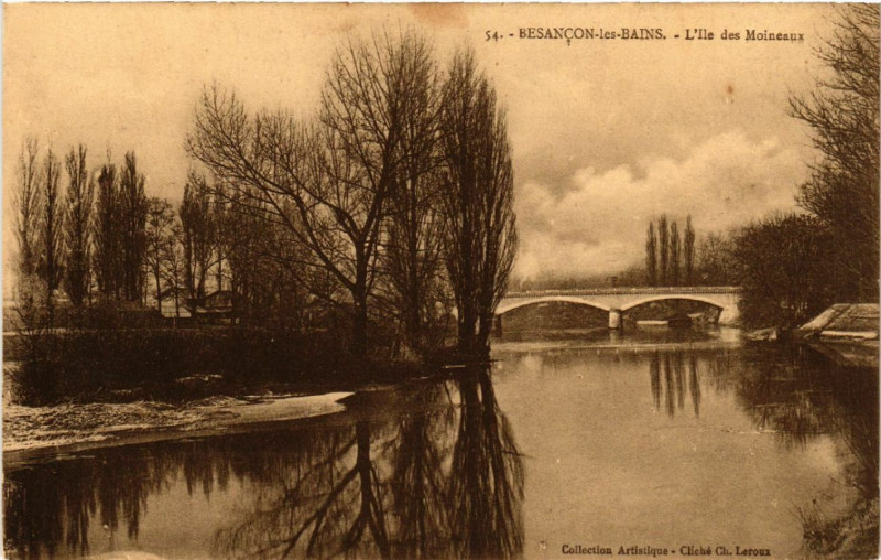Carte postale ancienne Besancon-les-Bains - L'Ile des Moineaux à Besançon