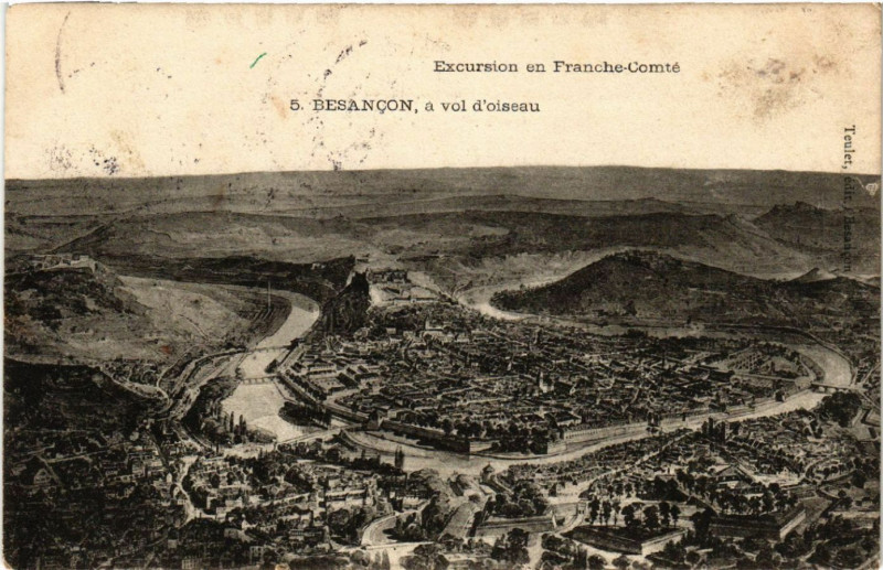 Carte postale ancienne Besancon - a vol d'oiseau à Besançon