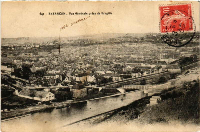 Carte postale ancienne [SOLD] Cpa Besancon - Vue générale prise de Bregille à Besançon