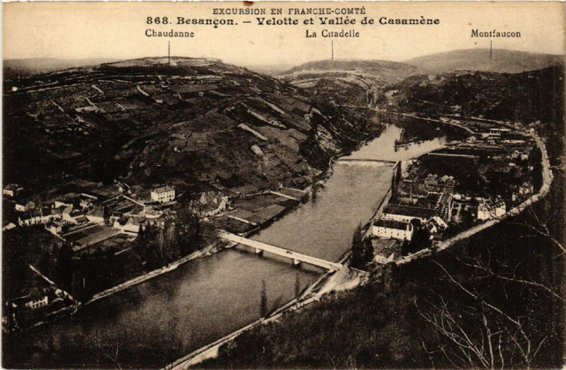 Carte postale ancienne Besancon - Velotte et Vallée Casamene à Besançon