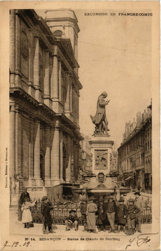 Carte postale ancienne Besancon - Statue de Claude de Jouffroy à Besançon