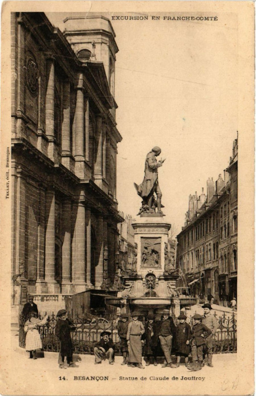 Carte postale ancienne Besancon - Statue de Claude de Jouffroy à Besançon