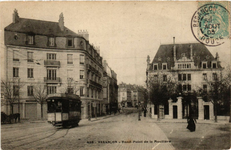 Carte postale ancienne Besancon - Rond-Point de la Mouillere à Besançon