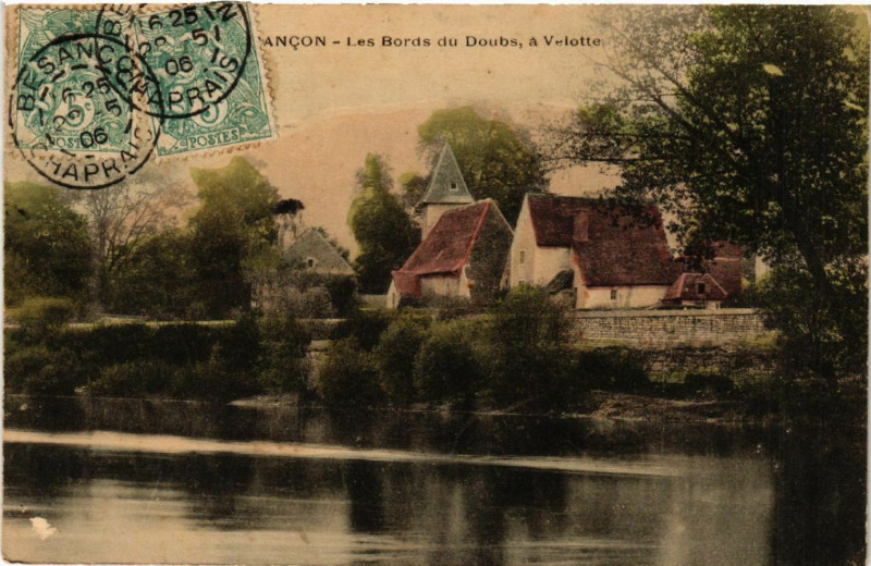 Carte postale ancienne Besancon - Les Bords du Doubs - a Velotte à Besançon