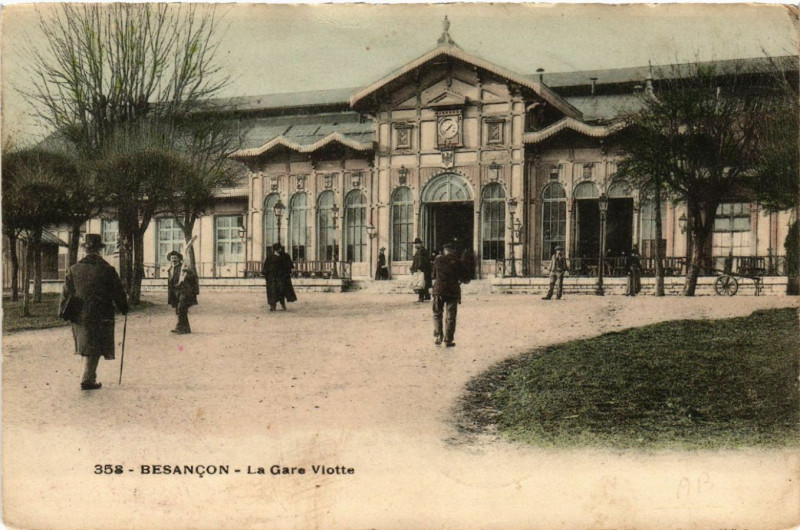 Carte postale ancienne Besancon - La Gare Viotte à Besançon