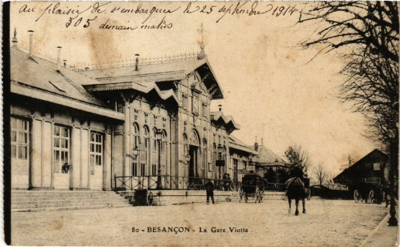 Carte postale ancienne Besancon - La Gare Viotte à Besançon