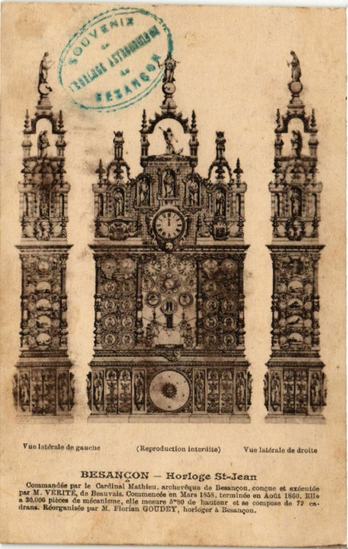 Carte postale ancienne Besancon - Horloge Saint-Jean à Besançon